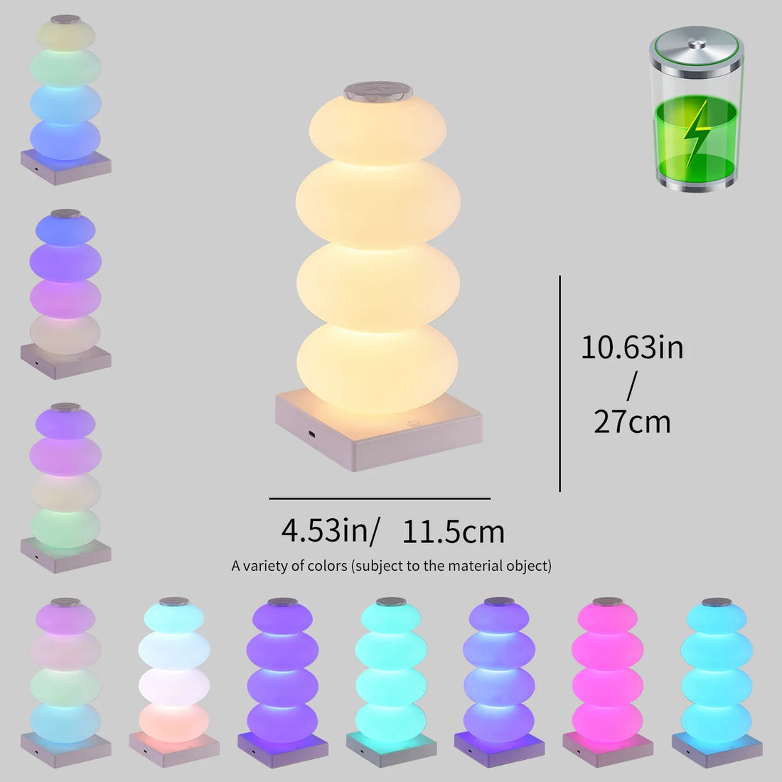 RGB-LED-Nachttischlampe mit Touch-Bedienung für Schlafzimmer und Schreibtisch – 16 Farben, dimmbar, mit Akku oder Kabel, eckig oder rund, Weiß