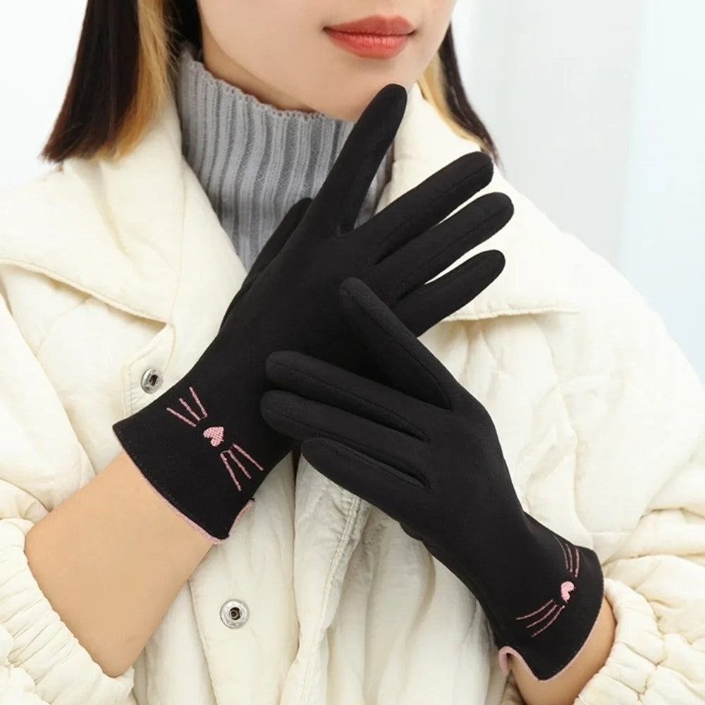 Winterhandschuhe mit Katzenmotiv und Touch-Funktion für Damen – weich, windgeschützt, Touchscreen-tauglich, in 4 Farben