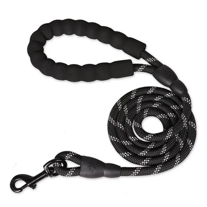 Reflektierende Hundeleine aus Nylon mit gepolstertem Griff für Spaziergänge und Training – 150 cm, Ø 1,2 cm, Doppelseil, wasserabweisend, 7 Farben