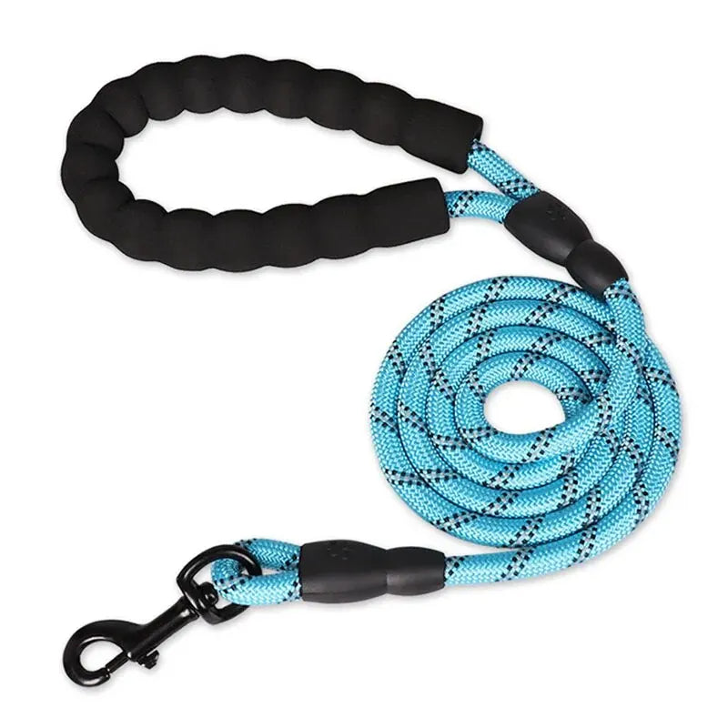 Reflektierende Hundeleine aus Nylon mit gepolstertem Griff für Spaziergänge und Training – 150 cm, Ø 1,2 cm, Doppelseil, wasserabweisend, 7 Farben