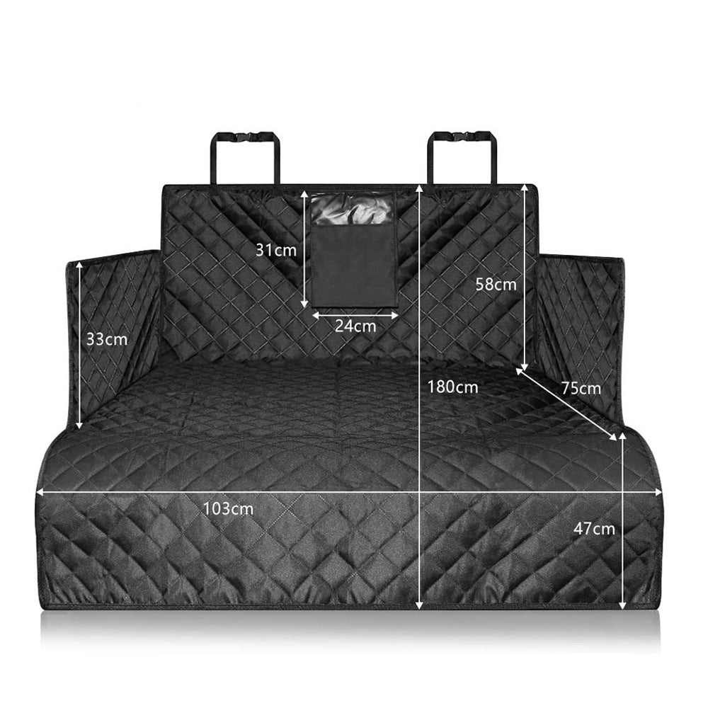 Kofferraumschutz für Hunde aus 600D-Oxfordgewebe für SUV und große Fahrzeuge – ca. 180 × 103 cm, Seitenteile, wasserdicht, rutschfest, Schwarz