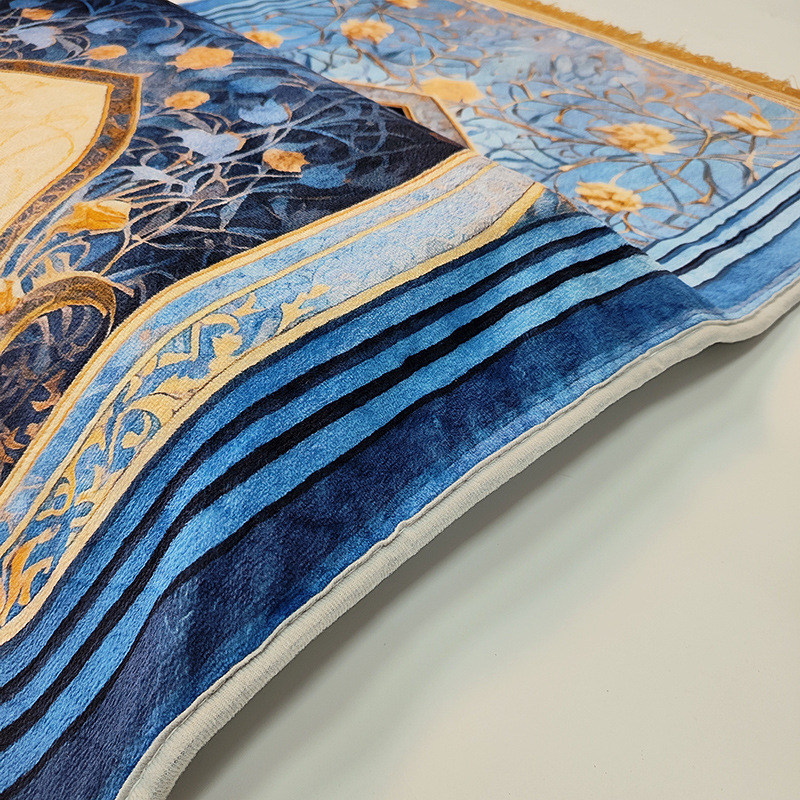 Gepolsterter Gebetsteppich mit Vintage-Muster und Quasten für Wohnzimmer und Gebetsecke – 70 × 110 cm, 8 cm dick, Samtdruck, rutschfest, 6 Farben
