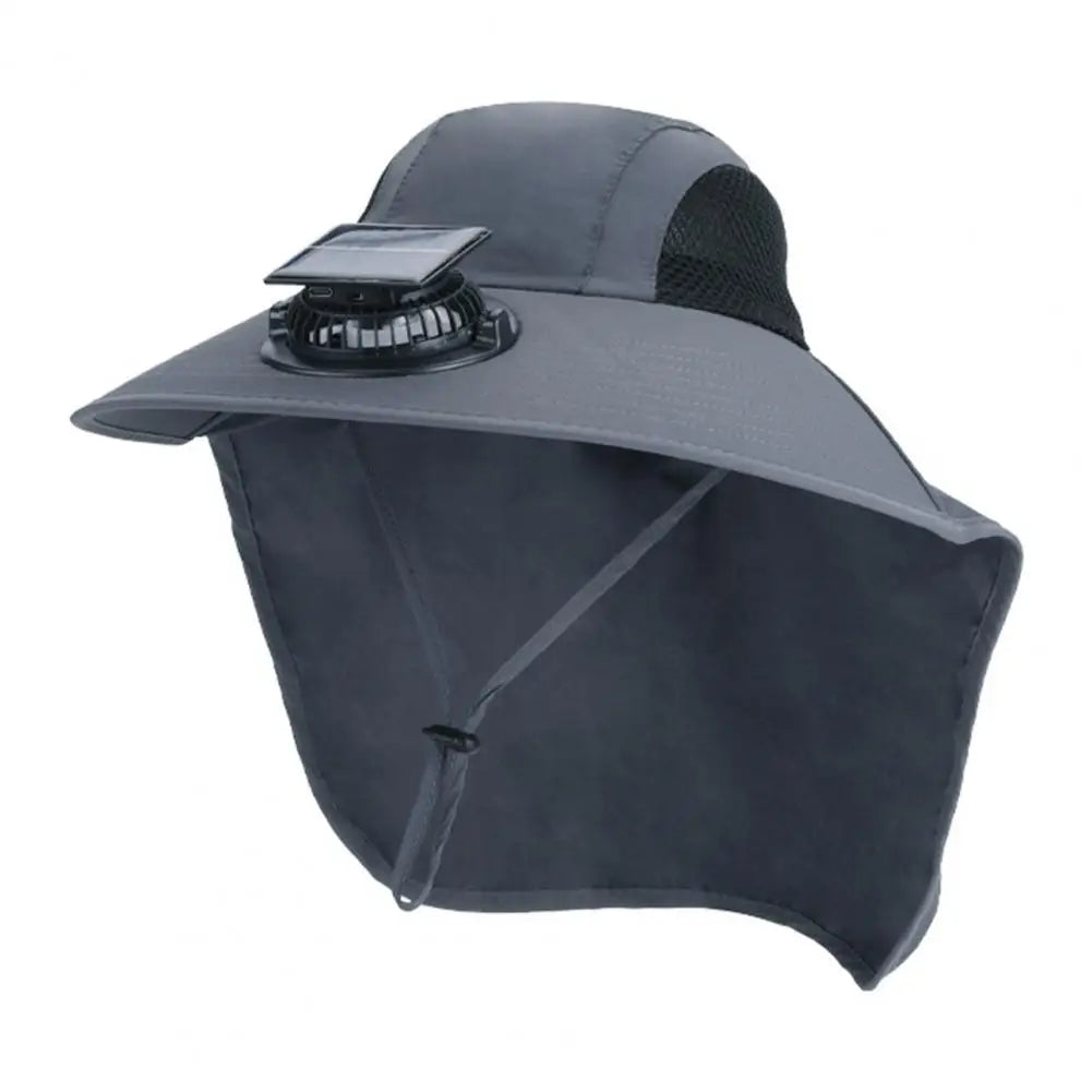 Sonnenhut mit Solar-Ventilator, USB-Ladung und Nackentuch für Outdoor-Aktivitäten und Arbeiten im Freien – Kopfumfang 55–60 cm, 3 Stufen, 7 Farben