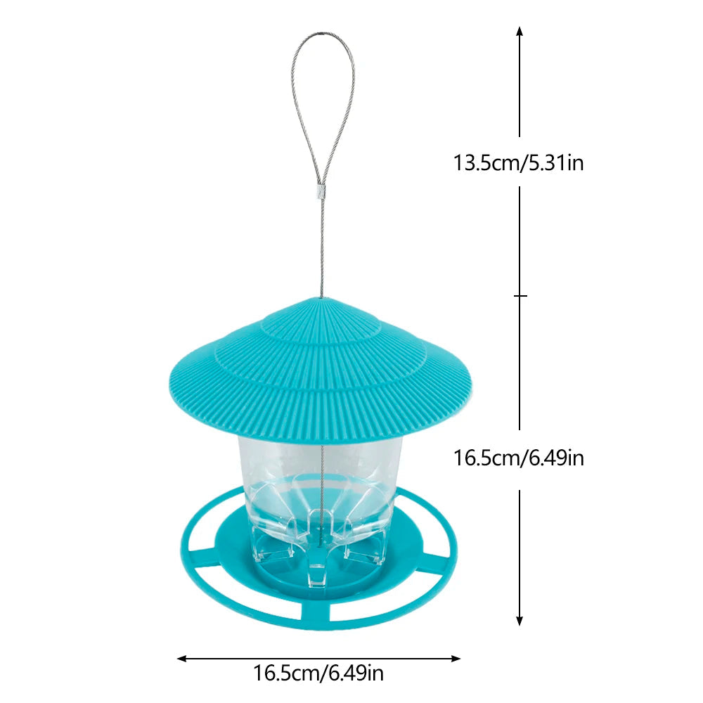 Vogelfutterspender zum Aufhängen mit sechseckiger Futterterrasse und Dach für Garten und Balkon – ca. 1,2 kg Fassungsvermögen, Nachlauf, 3 Farben
