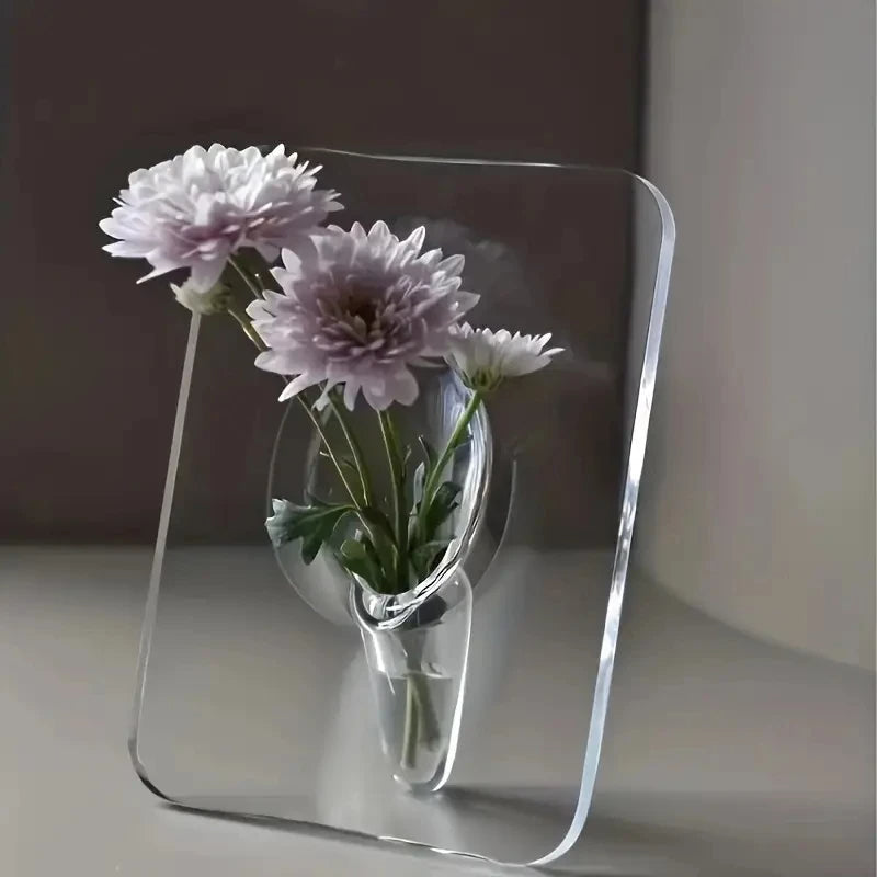 Blumenvase aus Acryl in Bilderrahmen-Form im modernen Stil für Schreibtisch und Esstisch – transparent, bruchfest, für frische und getrocknete Blumen