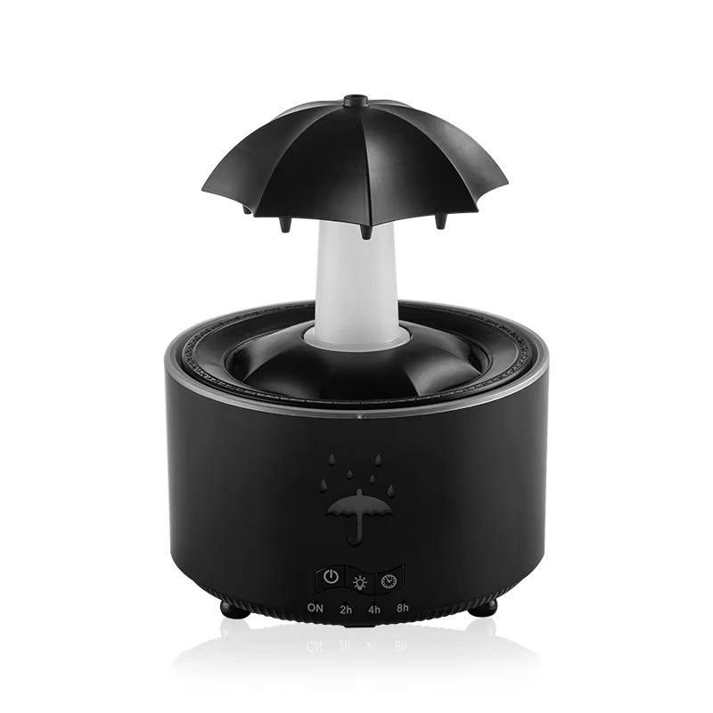 Ultraschall-Aromadiffuser im Regentropfen-Design für ätherische Öle – 300 ml, für Räume bis ca. 18 m², Fernbedienung, Timer, LED-Farblicht