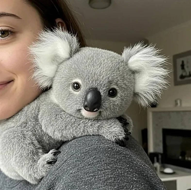 Realistisches Koala-Plüschtier aus ultraweichem Stoff als Kuscheltier für Kinder und Erwachsene – naturgetreue Optik, Grau, Geschenk