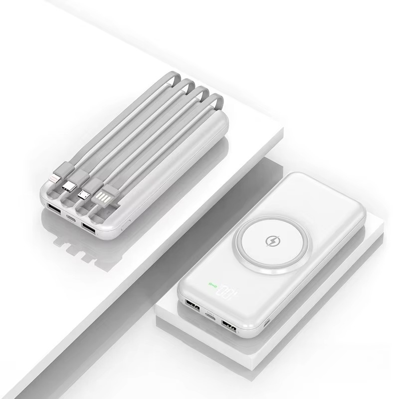Powerbank 20000 mAh für Smartphone und Tablet für Reisen und Alltag – mobiler Akku, in Grün, Schwarz und Weiß