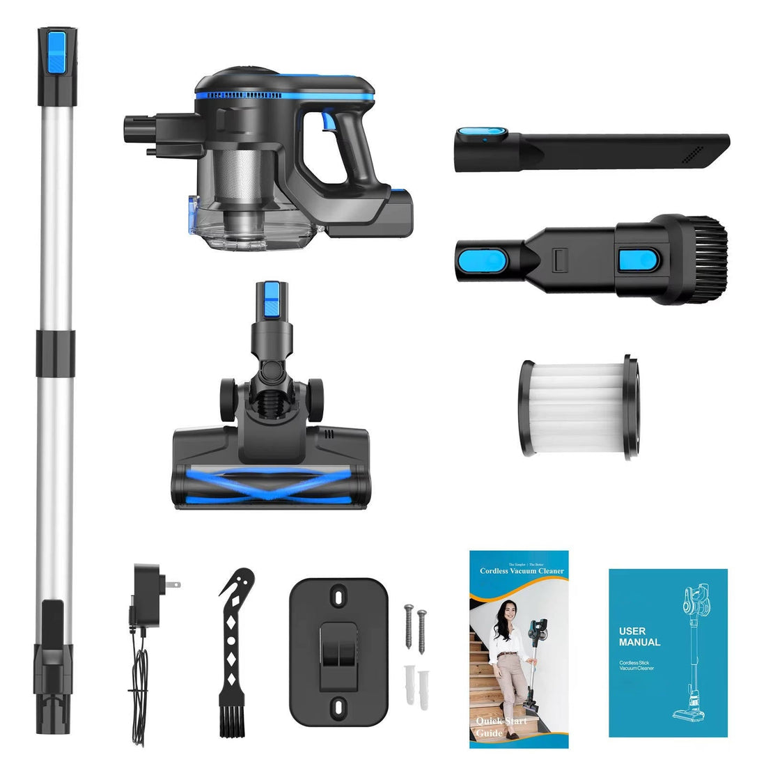 Akku-Staubsauger mit HEPA-Filter und LED-Licht für Haus und Wohnung – 45 Minuten Laufzeit, 1,2 l Staubbehälter, 65 dB, ca. 1,5 kg