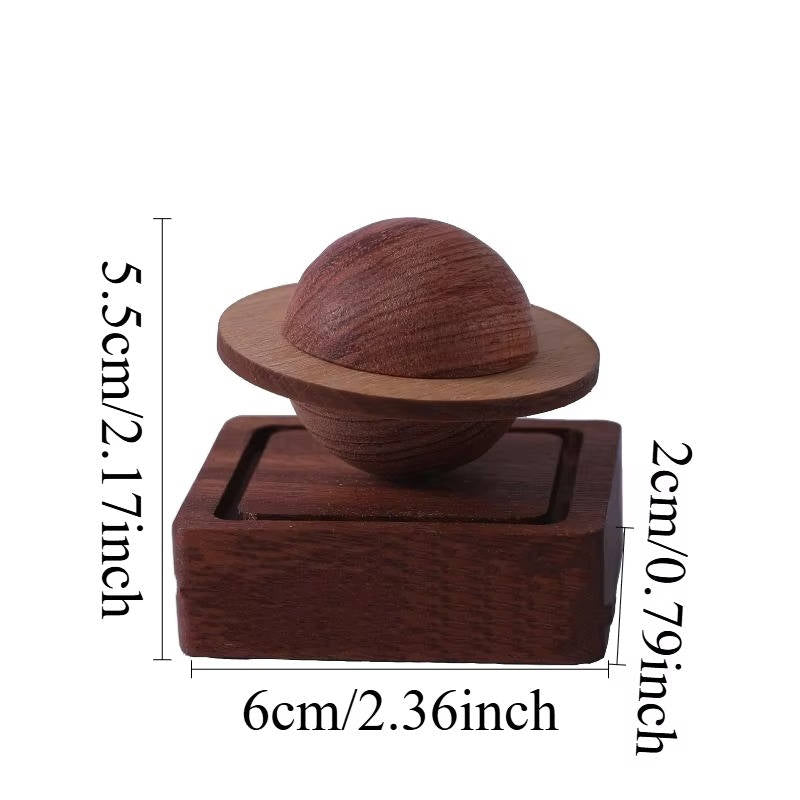 Passiver Holz-Aroma-Diffusor in Planetenform für Auto, Schreibtisch und Nachttisch – Holzkugel mit Ring auf magnetischem Holzsockel, ohne Strom