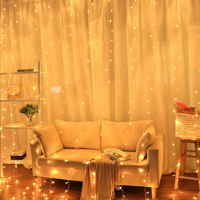 LED-Lichtervorhang mit Fernbedienung für Fenster, Wand und Party – 3 × 1 bis 6 × 3 m, 100 bis 600 LEDs, USB, 8 Modi, IP44, 3 Lichtfarben