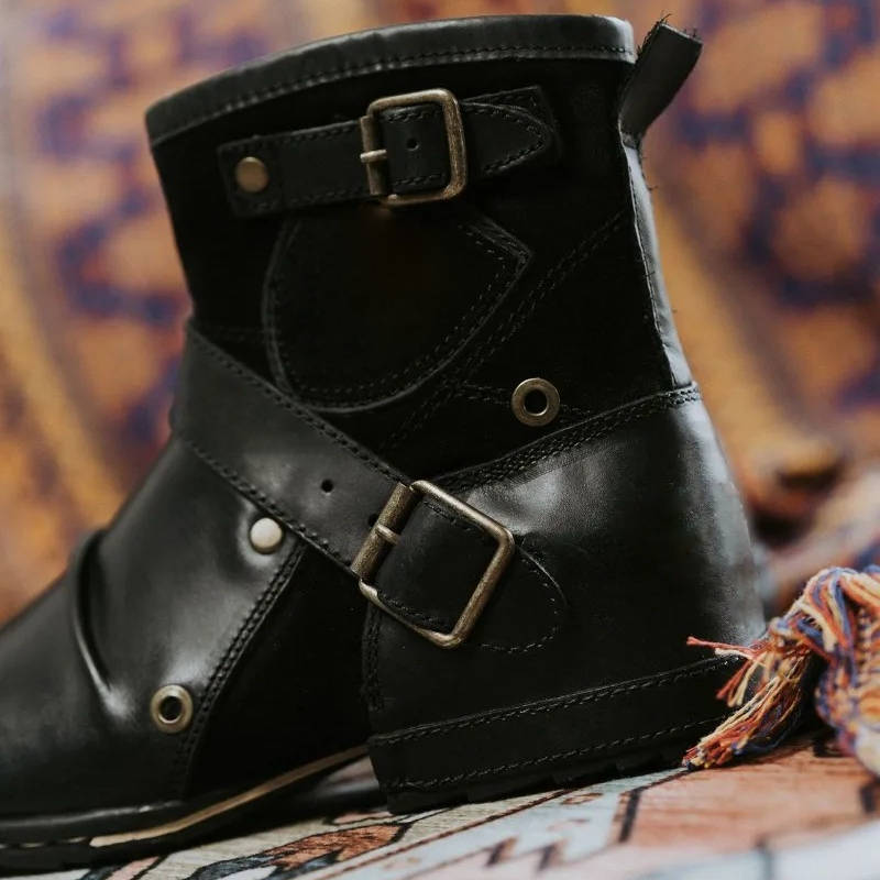 Herren-Stiefeletten mit Schnallen im Vintage-Stil für Herbst, Stadt und Büro – US-Größen 6 bis 12, Braun, Schwarz oder Kaffeebraun