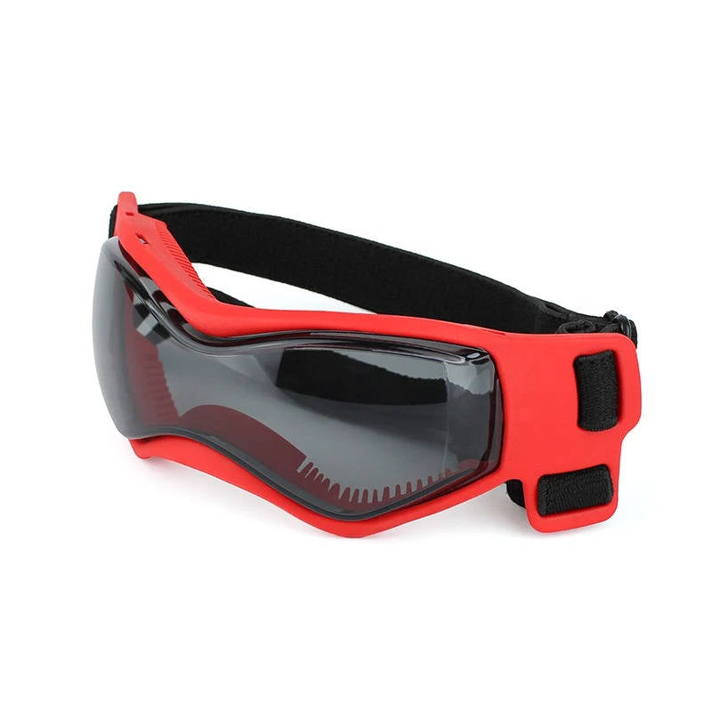 Hundebrille mit TPU-Rahmen und Polycarbonat-Gläsern für Autofahrt und Ausflüge – verstellbare Riemen, S oder M, in 3 Farben