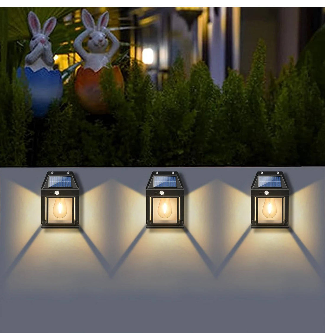 Solar-Wandleuchte für außen im 2er-Set mit Bewegungsmelder für Eingang, Garage und Weg – 600 Lumen, IP65, 3500 K, 3 Lichtmodi