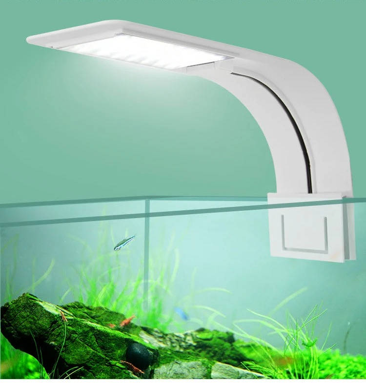 Extraflache LED-Aquariumleuchte zum Anklemmen für Fische und Wasserpflanzen – nur 3 mm dünn, IPX7, für Glas bis 5 mm, Blau-Weiß oder Mehrfarbig