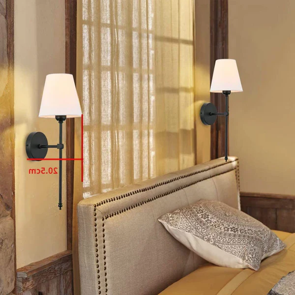 Kabellose Wandleuchte mit Akku-LED und Fernbedienung zur Montage ohne Stromanschluss – weißer Stoffschirm, Warmweiß und 12 Farben, 57 × 12 × 10 cm
