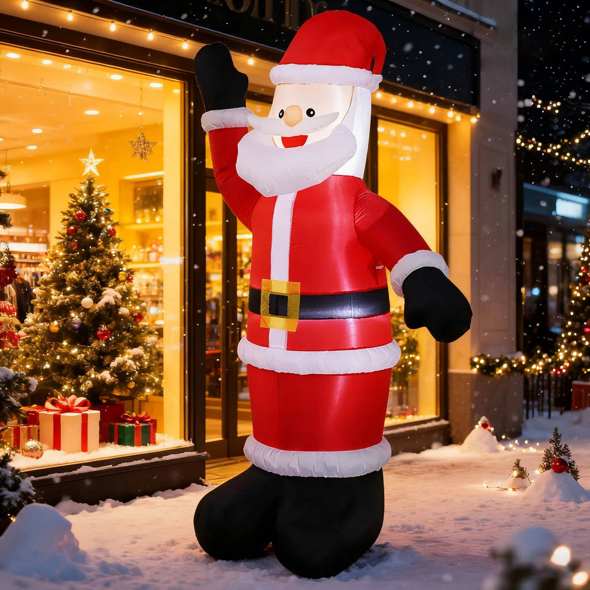 Aufblasbare Weihnachtsfigur für Garten, Fenster und Hauswand – Weihnachtsmann, Lebkuchenmann und mehr, 13 Motive, 0,9 bis 2,4 m hoch