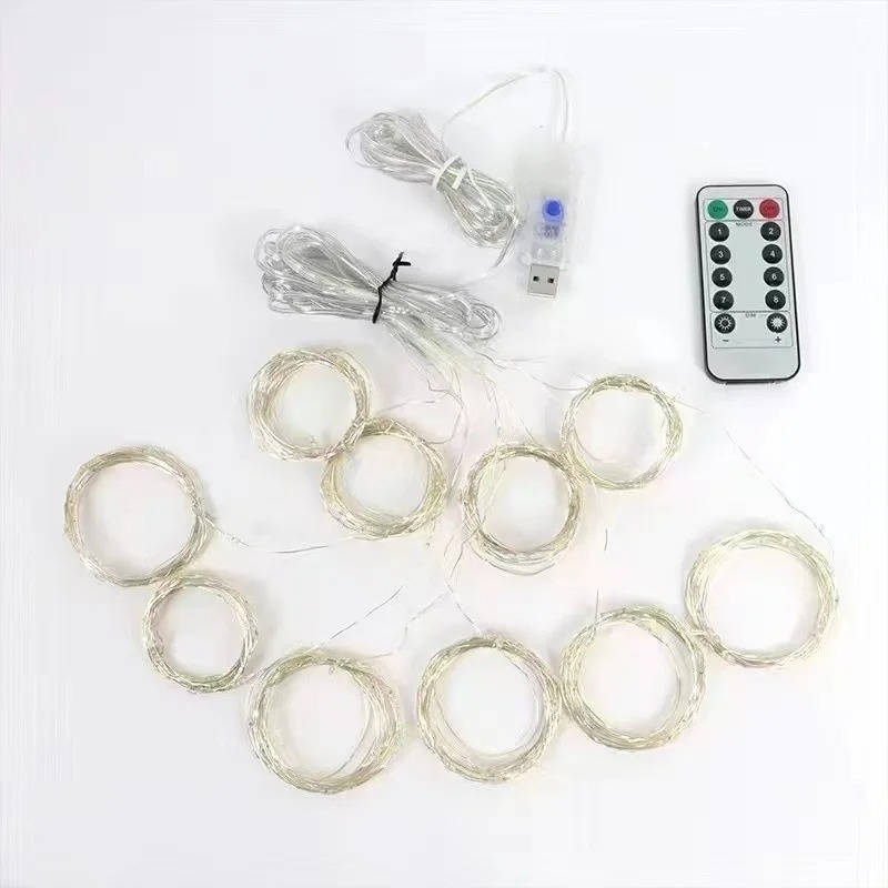 LED-Lichtervorhang mit Fernbedienung für Fenster, Wand und Party – 3 × 1 bis 6 × 3 m, 100 bis 600 LEDs, USB, 8 Modi, IP44, 3 Lichtfarben