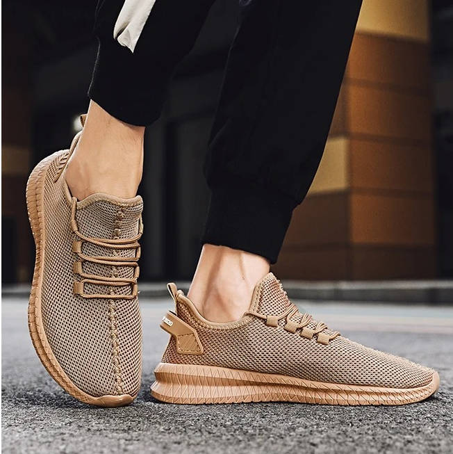 Atmungsaktive rutschfeste Laufschuhe für Alltag, Sport und Freizeit – leichte Sneaker mit griffiger Sohle, Braun oder Schwarz