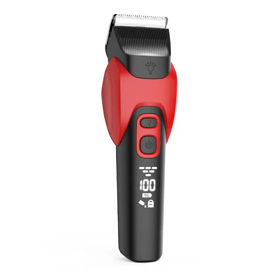Leise Akku-Hundeschermaschine mit Titan-Keramik-Klinge für die Fellpflege zu Hause – 50 dB, 120 Min. Laufzeit, LED-Licht, 6 Aufsätze, USB-C
