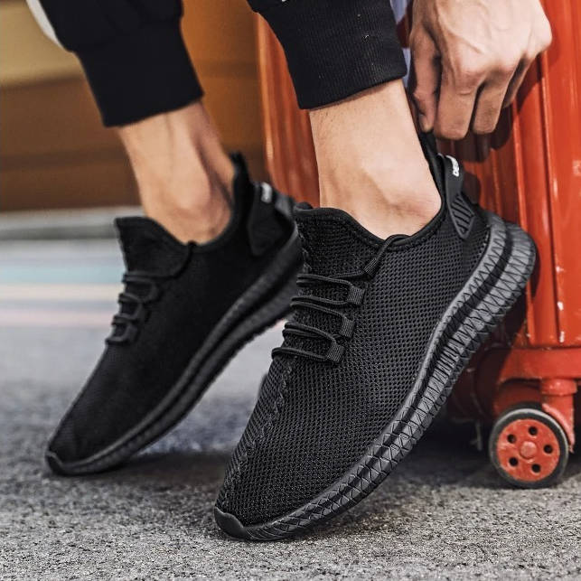 Atmungsaktive rutschfeste Laufschuhe für Alltag, Sport und Freizeit – leichte Sneaker mit griffiger Sohle, Braun oder Schwarz