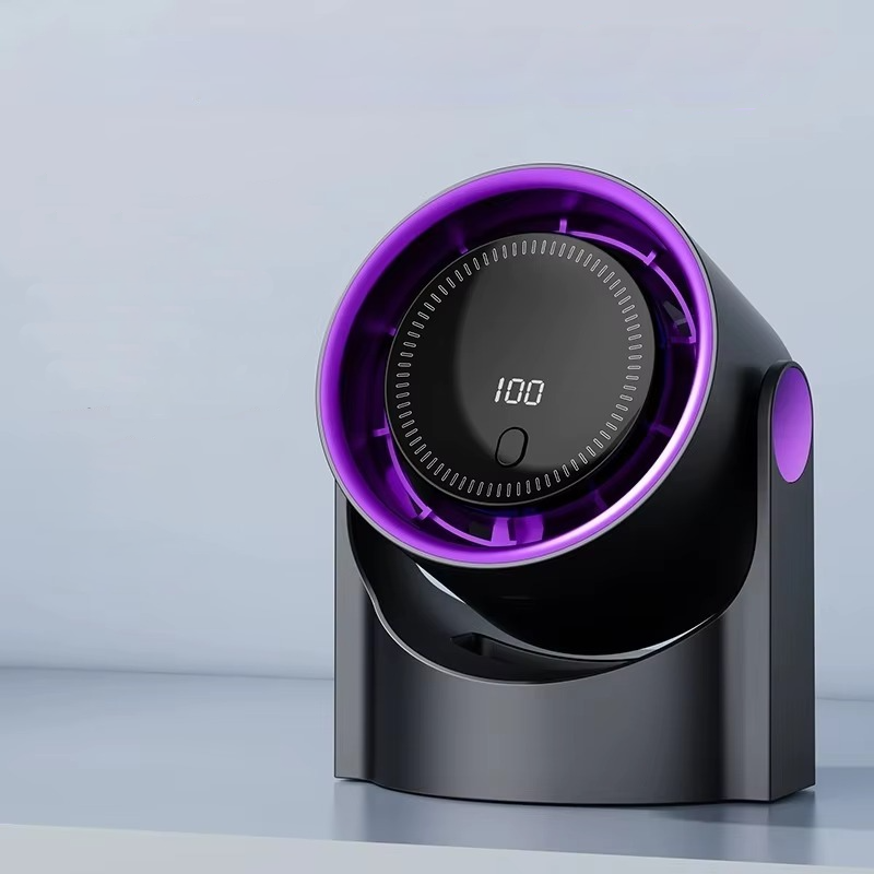 Rotorloser Tischventilator mit Akku für Schreibtisch und Wandmontage – 100 Stufen, 5 Windmodi, Timer, 360° drehbar, USB-C, Grau oder Beige