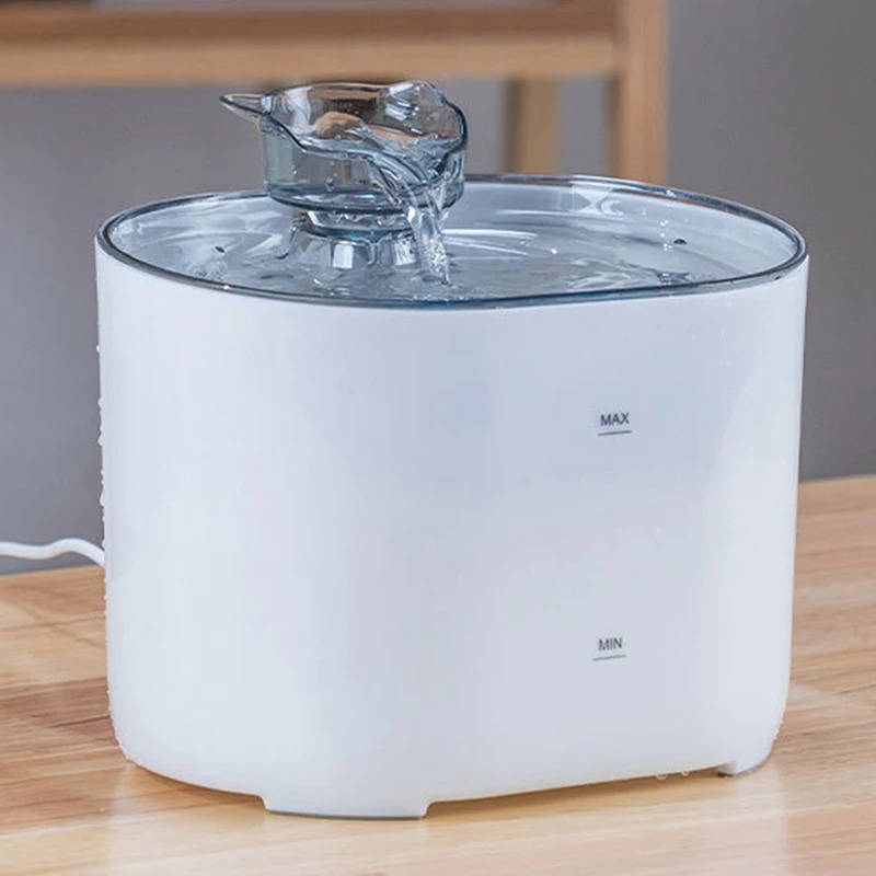 Leiser Trinkbrunnen für Katzen mit 4-fach-Filter für Wohnung und Küche – ca. 2,2 l, unter 35 dB, Wasserfall-Auslauf, Weiß oder Schwarz
