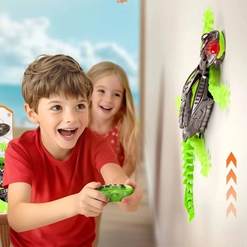 Ferngesteuerter Wandkletter-Gecko für Kinder für Boden und glatte Wände – RC-Spielzeug in Echsenform, Fernbedienung, Schwarz-Grün