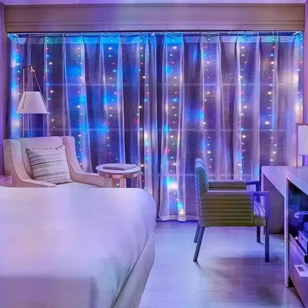 LED-Lichtervorhang mit Fernbedienung für Fenster, Wand und Party – 3 × 1 bis 6 × 3 m, 100 bis 600 LEDs, USB, 8 Modi, IP44, 3 Lichtfarben
