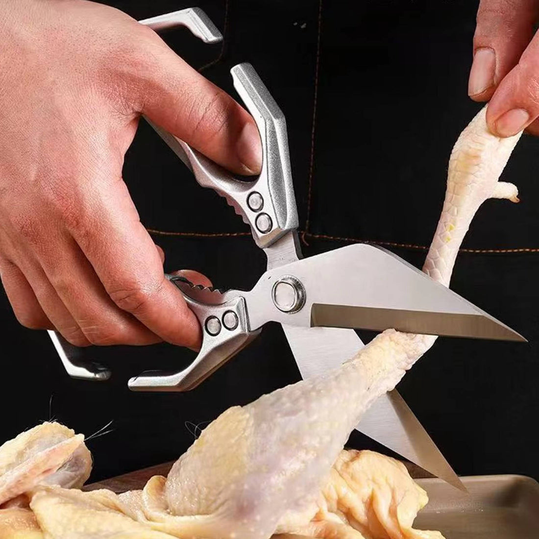 Küchenschere aus Edelstahl zum Schneiden von Geflügel, Kräutern und Gemüse im täglichen Einsatz – Haushaltsschere mit Nussknacker, 5 Farben