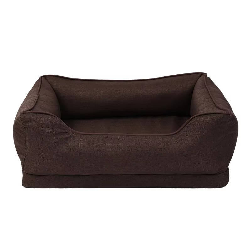 Rechteckiges Hundebett mit Randpolster für Wohnung, Reisen und Rücksitz – rutschfest, 55 × 45 × 15 bis 85 × 65 × 20 cm, in 4 Farben