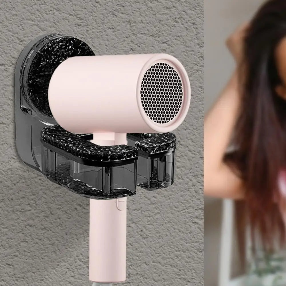 Föhnhalter mit Saugnapf zur Wandmontage ohne Bohren für Badezimmer und Friseursalon – PET-Kunststoff, Ablage für Haarzubehör, Silber oder Silbergrau