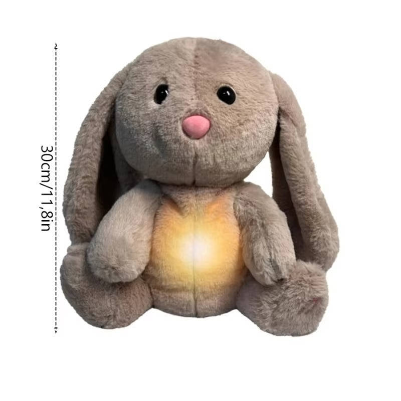 Atmender Plüschhase mit Licht und Musik als Kuscheltier für Kinder und Erwachsene – Atembewegung, Sensor, PP-Baumwollfüllung