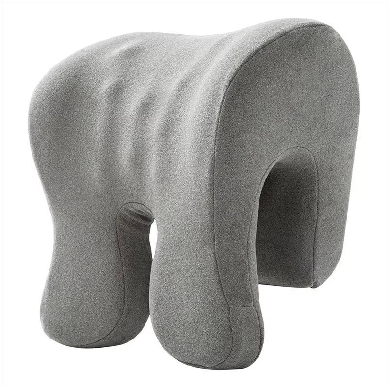 Nackenkissen aus Memory-Schaum für Bürostuhl, Mittagsschlaf und Reisen – ergonomisch geformt, 8 Massagenoppen, Samtbezug, waschbar