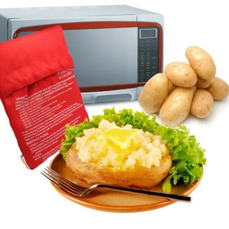 Kartoffelbeutel für die Mikrowelle aus hitzebeständigem Stoff für Kartoffeln, Maiskolben, Tortillas und Brot – bis 4 Kartoffeln, waschbar