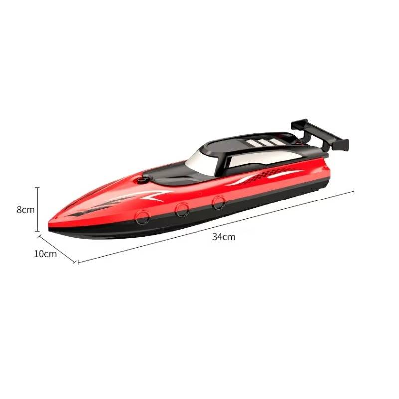 Ferngesteuertes RC-Rennboot mit zwei Motoren als Modellboot für Teich, See und Pool – für Kinder und Erwachsene, Akku-Warnung, in Rot, Blau oder Grün