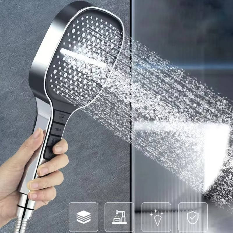 Hochdruck-Duschkopf für mehr Wasserdruck in Bad und Dusche – kräftiger Strahl als Ersatzbrause, in Schwarz oder Silber