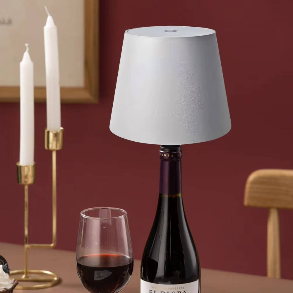Kabellose LED-Flaschenlampe als Aufsatz für Weinflaschen auf Esstisch und Theke – RGB-Farben, dimmbar, Akku, 5 Farben