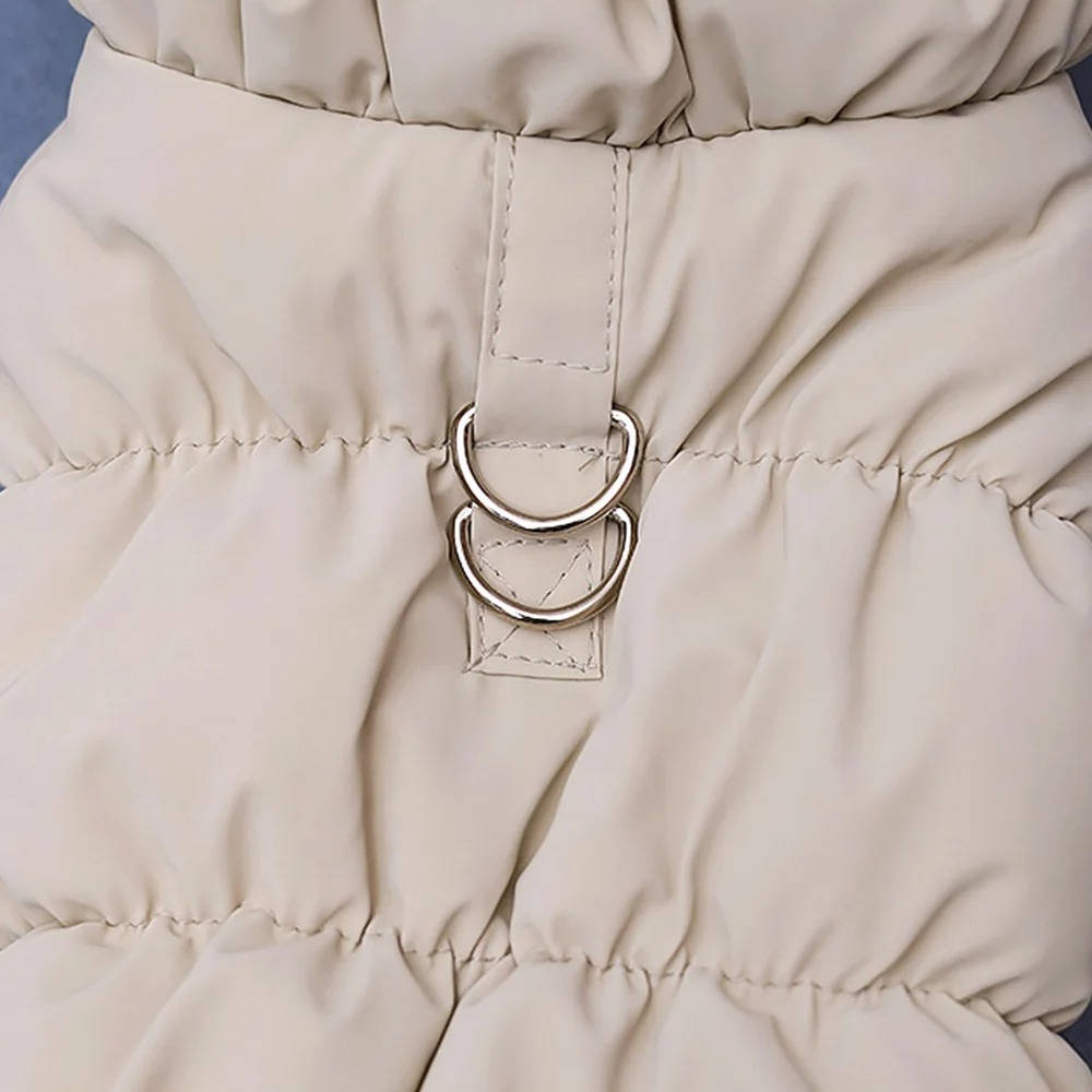 Gefütterte Winterjacke für kleine und mittelgroße Hunde für Spaziergänge bei Kälte – Größe S bis XL, Druckknöpfe, Leinenring, 3 Farben