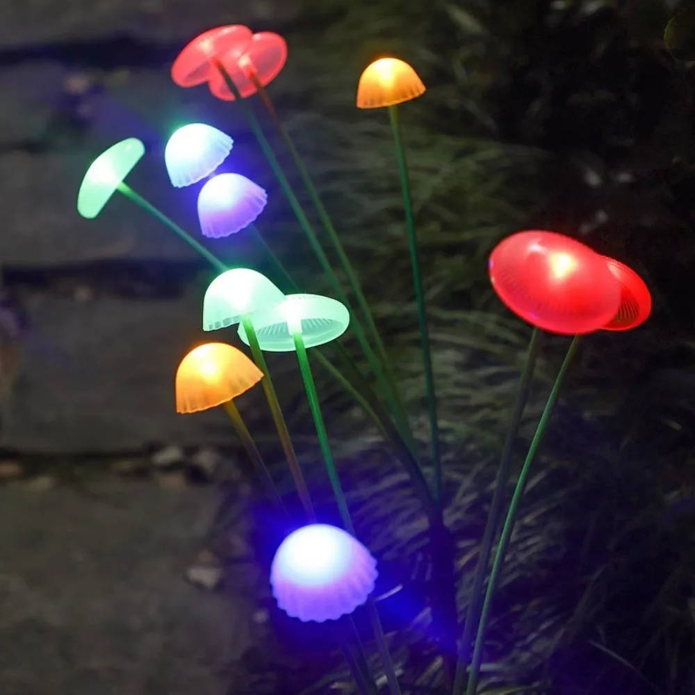 Solar-Gartenleuchte mit Quallen aus Silikon für Garten, Terrasse und Feste – 10 LEDs mit Farbwechsel, IP65, Dämmerungsautomatik, biegsam