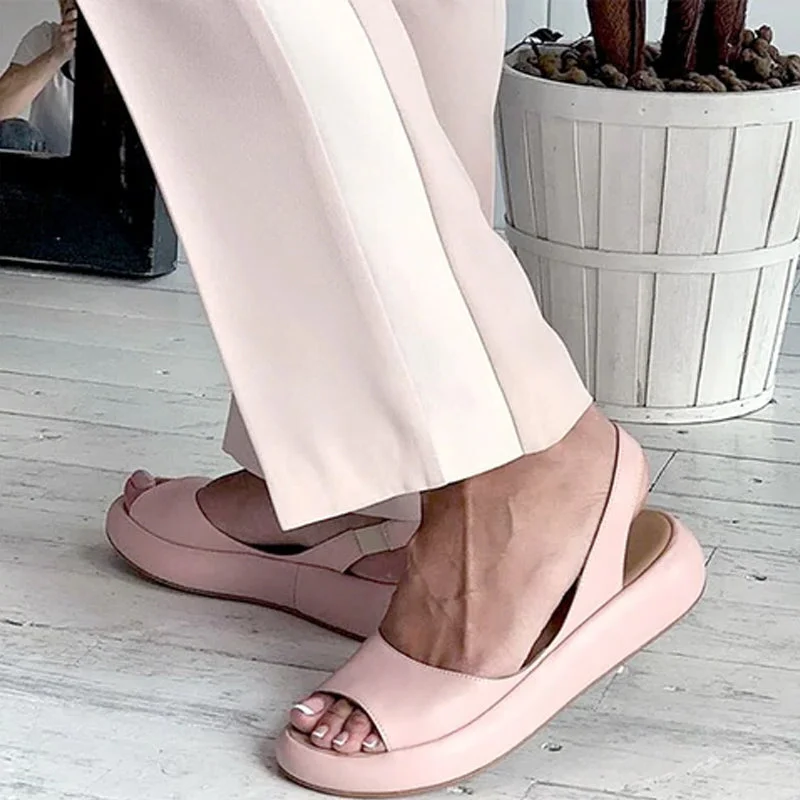 Leichte Damen-Sandalen mit Fußbett und Gummizug für Sommer und Freizeit – TPR-Sohle, rutschfest, Absatz 1–3 cm, Größen 35–43, 5 Farben