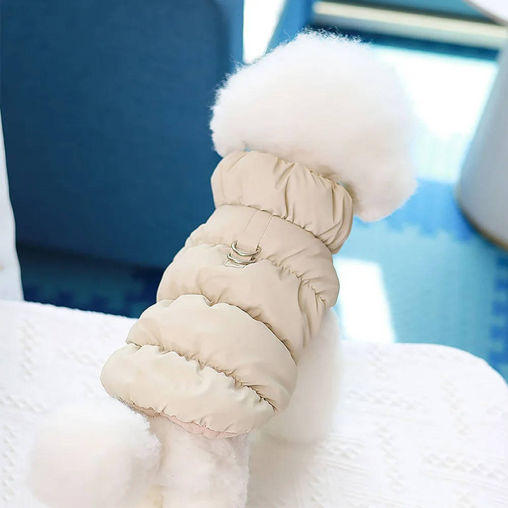 Gefütterte Winterjacke für kleine und mittelgroße Hunde für Spaziergänge bei Kälte – Größe S bis XL, Druckknöpfe, Leinenring, 3 Farben