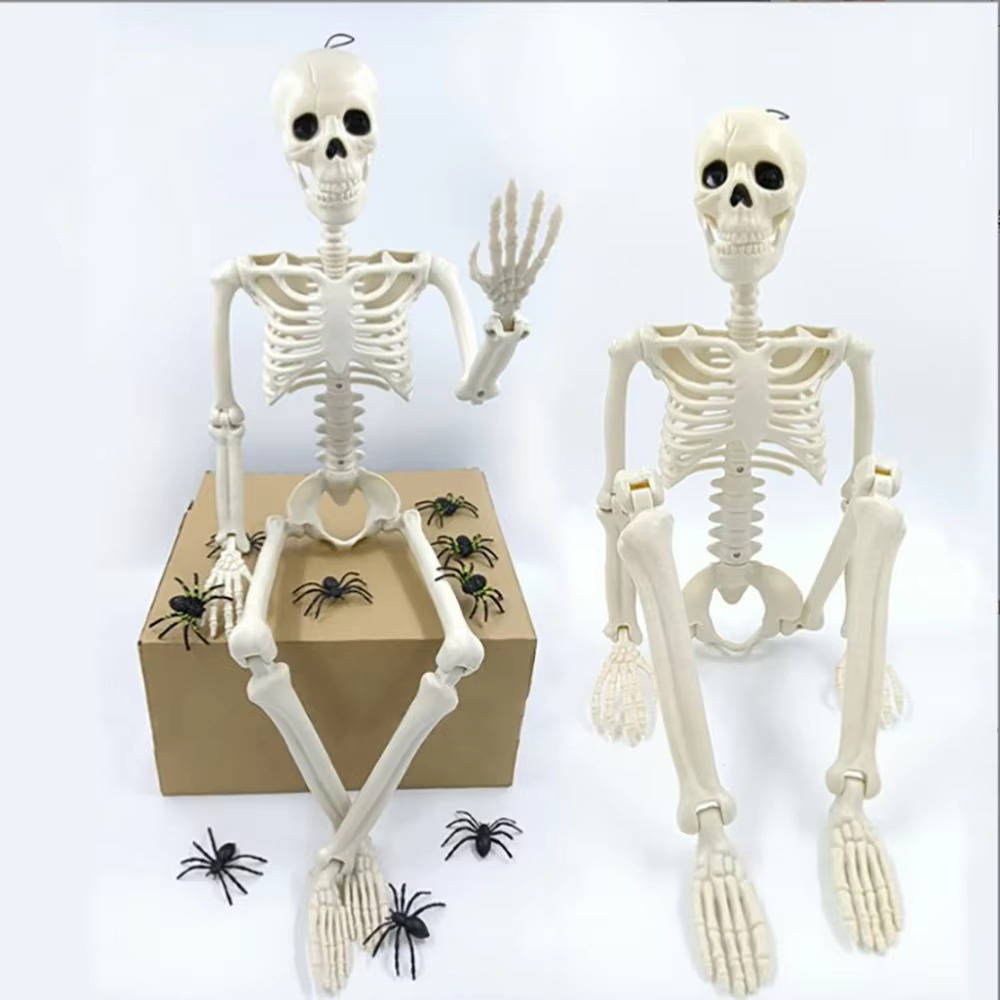 Bewegliches Halloween-Skelett aus Kunststoff zum Aufhängen für Garten, Veranda und Party – ca. 40 cm, anatomische Form, mit Aufhängeschlaufe