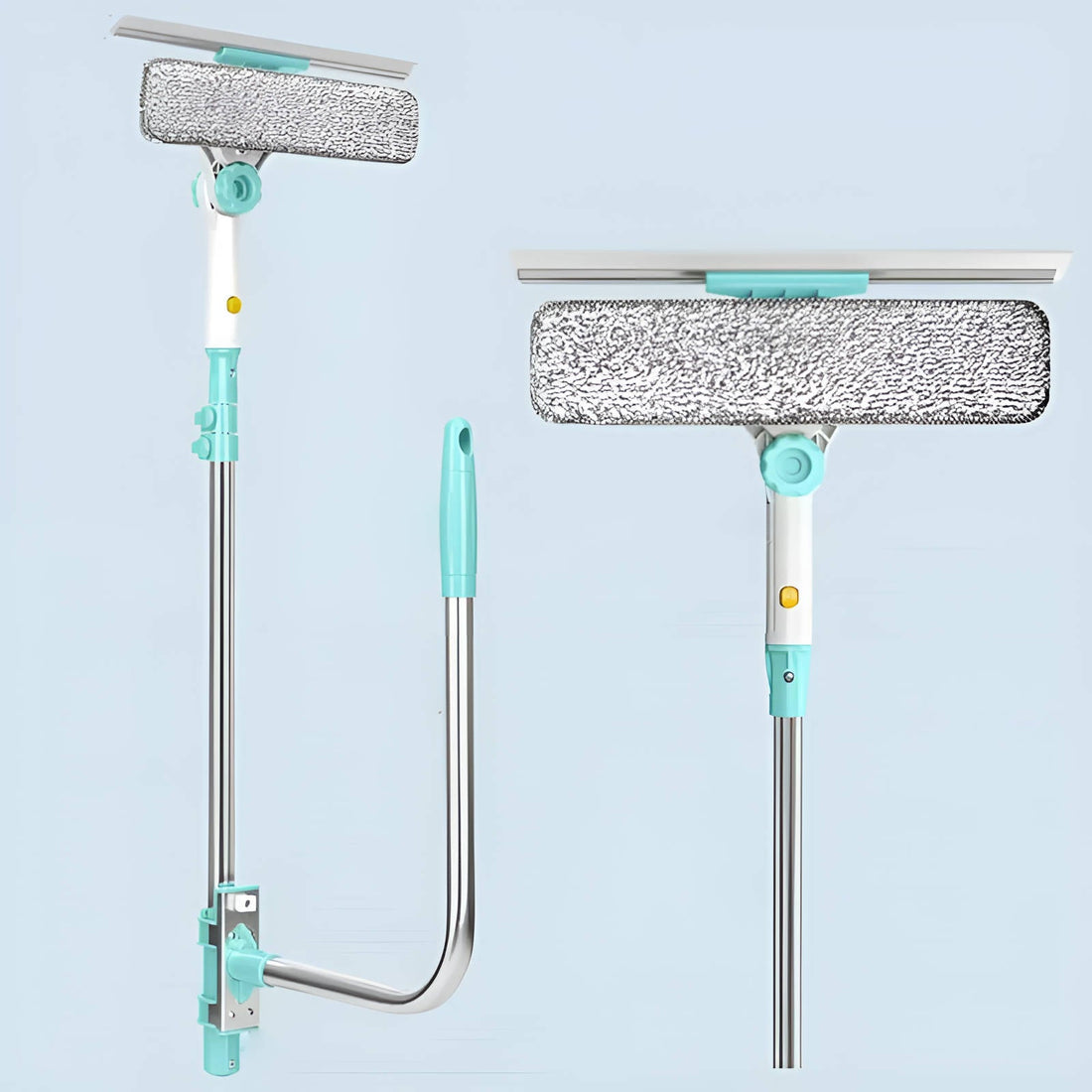 Teleskop-Fensterwischer mit Mikrofaserpad für Fenster, Spiegel und Duschtüren – 75 bis 155 cm, 180° drehbarer Kopf, U-Griff, Edelstahl