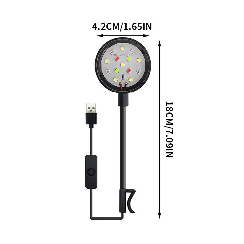 Aquariumleuchte mit Vollspektrum-LED und Schwanenhals für Aquarien und Schildkrötenbecken – Klemme für 2–5 mm Glas, 360° drehbar, Schwarz oder Weiß
