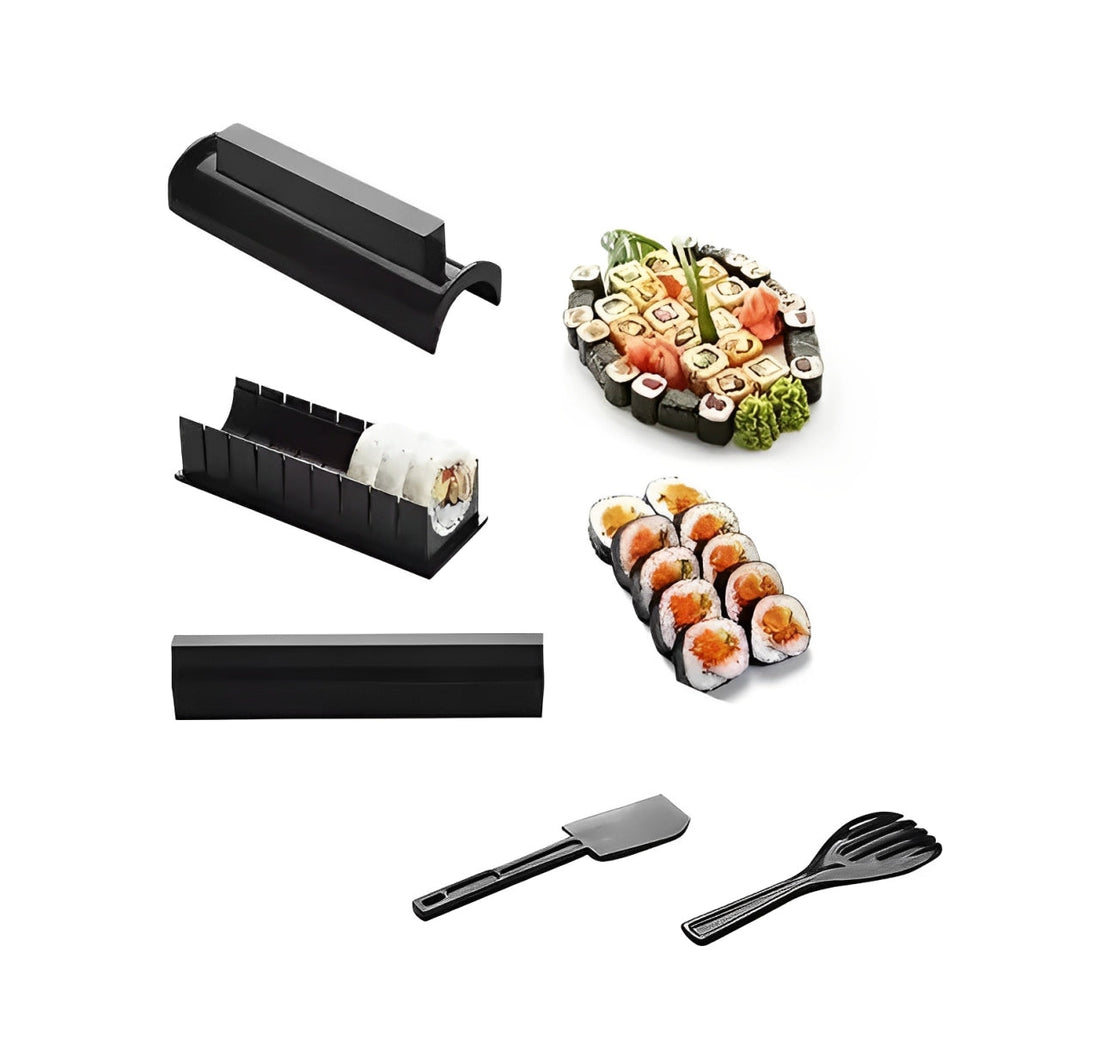 Sushi-Form-Set für selbstgemachte Maki-Rollen für Familie, WG und Kochabende – Pressform mit Deckel, Reislöffel und Spatel, gleichmäßige Rollen