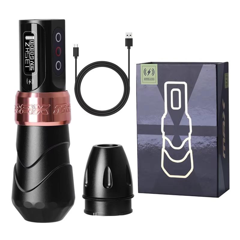 Kabellose Tattoo-Maschine im Pen-Design für Tattoo und Permanent Make-up – bürstenloser Motor, 4–12 V, LED-Display, 229 g, 14 Farben
