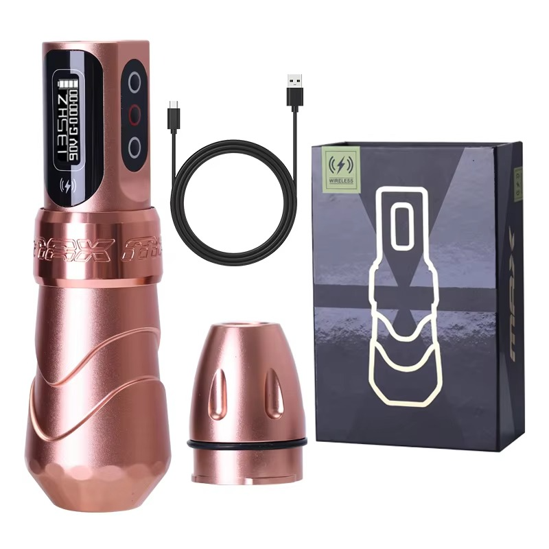 Kabellose Tattoo-Maschine im Pen-Design für Tattoo und Permanent Make-up – bürstenloser Motor, 4–12 V, LED-Display, 229 g, 14 Farben