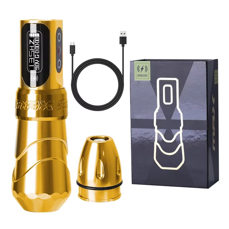 Kabellose Tattoo-Maschine im Pen-Design für Tattoo und Permanent Make-up – bürstenloser Motor, 4–12 V, LED-Display, 229 g, 14 Farben