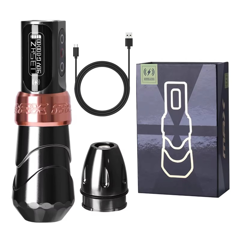 Kabellose Tattoo-Maschine im Pen-Design für Tattoo und Permanent Make-up – bürstenloser Motor, 4–12 V, LED-Display, 229 g, 14 Farben